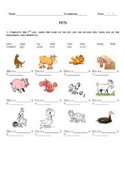 English Worksheet: Pets