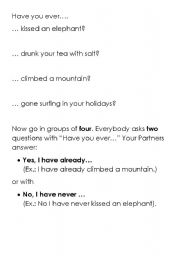 English worksheet: Have you ever kissed an elephant???