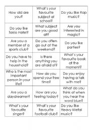English Worksheet: Small talk/ GET-TO-KNOW-SOMEONE GAME   