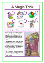 English Worksheet: A Magic Trick  -  Reading ( 3 pages )