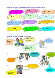 English Worksheet: months 