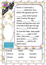 English Worksheet: Easter Egg Cloze 