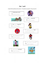 English worksheet: can / cant 