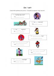 English Worksheet: can / cant 