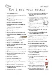 English Worksheet: How I Met Your Mother - Game Night