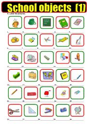 English Worksheet: School objects (1)