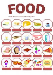 English Worksheet: FOOD