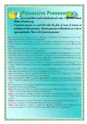 English Worksheet: POSSESSIVE PRONOUNS