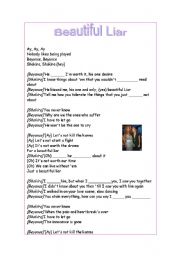 English Worksheet: Beautiful Liar - Shakira / Beyonc