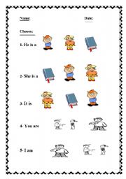 English Worksheet: He - she - It - you - I (pronouns)