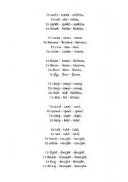 English worksheet: irregular verbs