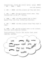 English worksheet: Use where - What - Who -When and use teh capital letter