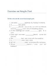 English Worksheet: Exersice on Past Simple