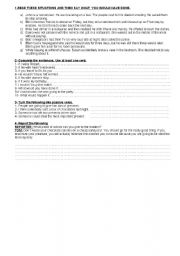 English worksheet: conditionals passive and reported