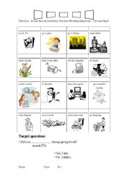 English worksheet: simple past bingo