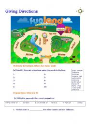 English Worksheet: Giving Directions: Funland