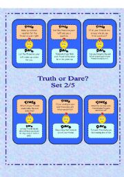 English Worksheet: Truth or Dare? -  Set 2/5