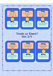 English Worksheet: Truth or Dare? -  Set 2/5