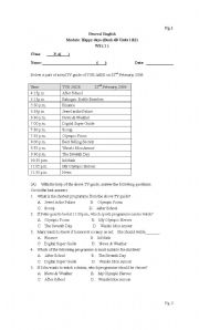 English Worksheet: Reading on a TV programme guide