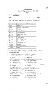 English worksheet: Reading on a TV programme guide