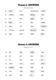 English worksheet: Answers- Circle the noun