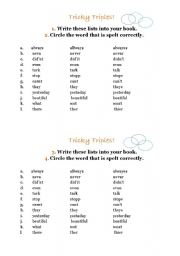 English worksheet: Circle the correct spelling