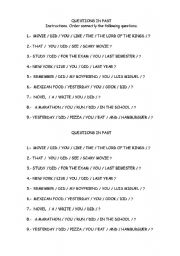 English Worksheet: Questions in past