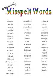 Commonly misspelt words