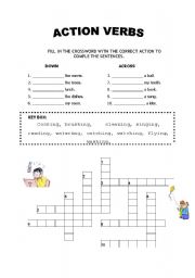 English worksheet: action verbs and present continuous