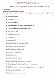 English Worksheet: Show me dont tell me!