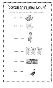 English worksheet: plural nouns