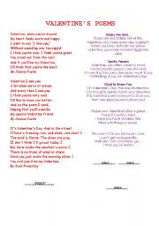 English Worksheet: Valentines Poems