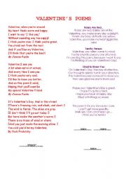 English worksheet: Valentines Poems