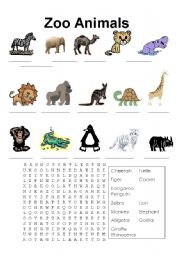 English Worksheet: Zoo Animals
