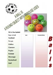 English worksheet: BALL BALL BALLS