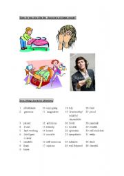 English worksheet: describing characters of people