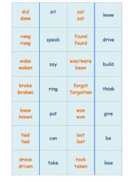 English Worksheet: Irregular verbs domin�