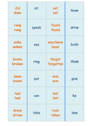 English Worksheet: Irregular verbs domin