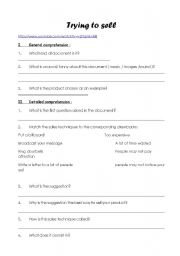 English Worksheet: Trying to sell