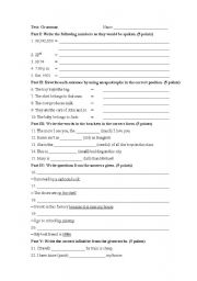 English Worksheet: Grammar Test!