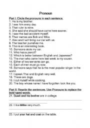 English worksheet: Pronouns