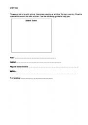 English worksheet: animal description