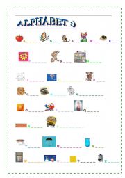 English worksheet: Learning English Alphabet [with nice pictures] A is for Apple or B is for Bananas...
