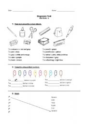 English Worksheet: Diagnosis Exam - 2nd grade 