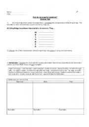 English Worksheet: Vertebrate and invertebrate test