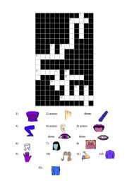 English worksheet: Parts of the body crossword