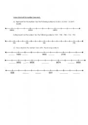 English worksheet: Number lines - Math