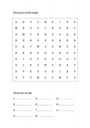 English worksheet: The crossword with the parts of the body 