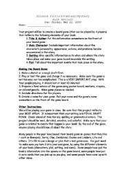 English worksheet: Board Game Book Project