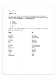 English worksheet: Make or Do 